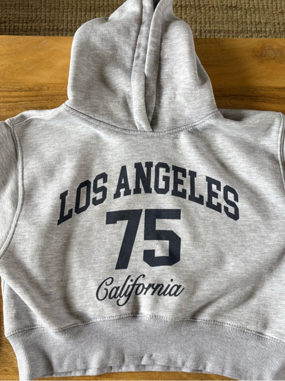 Zara Gray Cropped Hoodie with Navy 'Los Angeles 75' Cali Graphic Girls 11-12